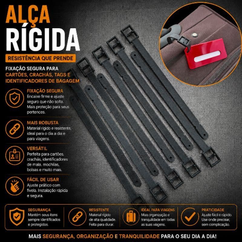 10 unidades de Alça Rígida Preta para Identificador (não acompanha tag/identificador)