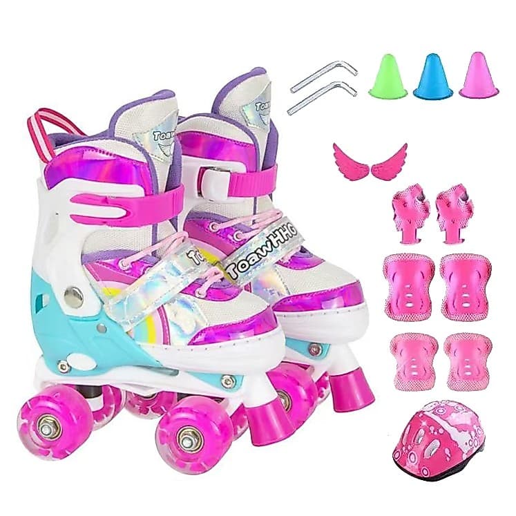 Patins Infantil Roller 4 Rodas Ajustável Leds Nas Rodinhas Lançamento c/ kit Proteção--1683