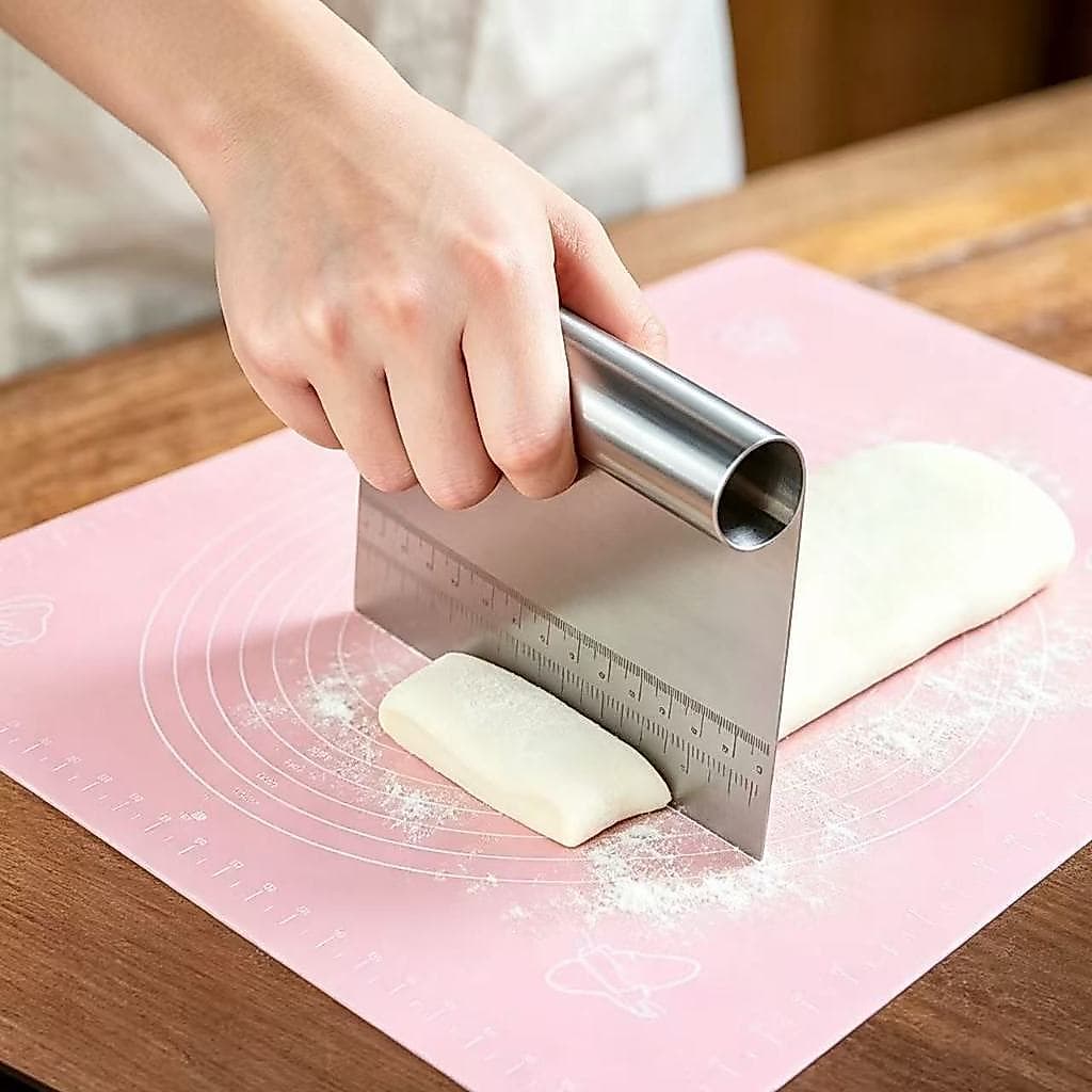 Cortador de Massa Aço Inoxidável com Escala Raspador Multiuso para Cozinha