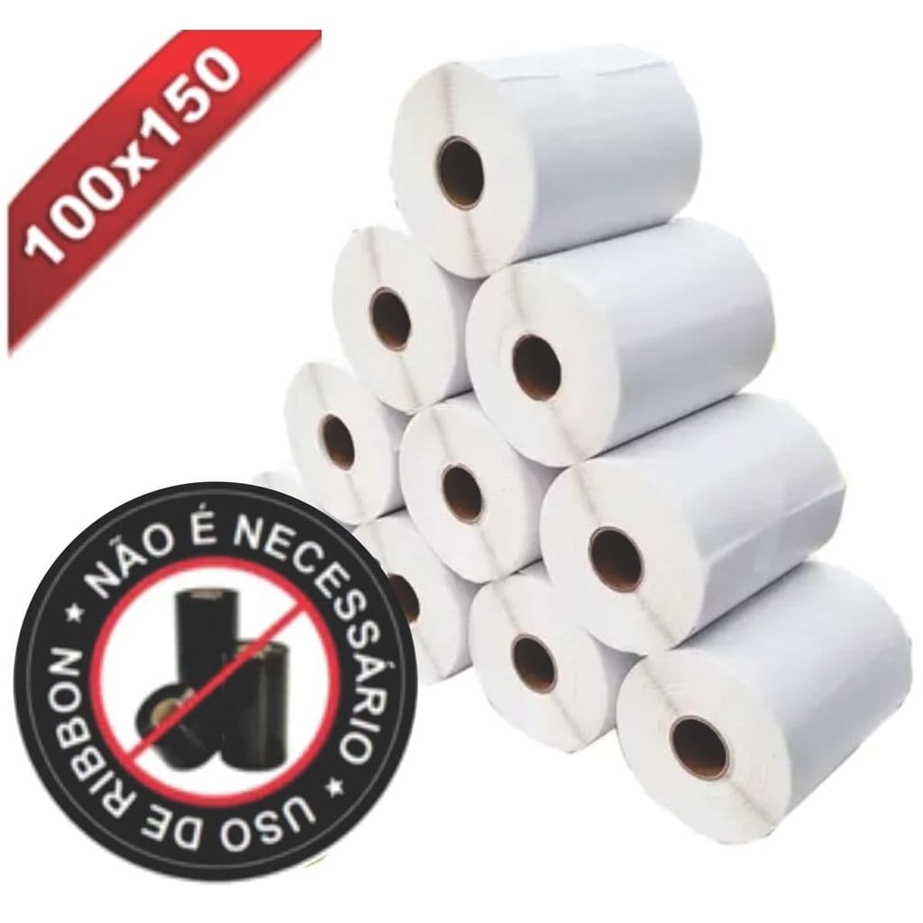 20 Rolos Etiqueta Térmica 10x15 Cm / 100x150mm C\ Serrilha Para E-Commerce Rolo com 200 Etiquetas