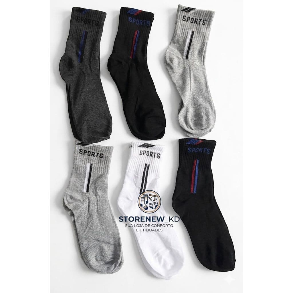 Kit 24 Meias Longa Mesclada Com Algodão, Mais Confortável, Masculina Feminina Unissex direto da fabrica