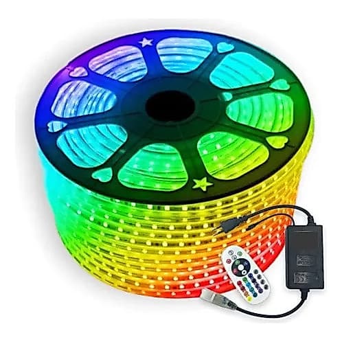 Fita De Led Mangueira 100m 5050 Rolo Rgb 5 Conector 110 Ou 220