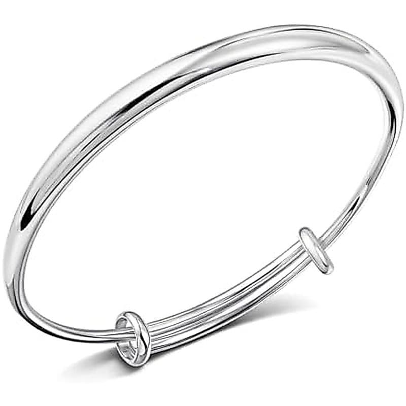 Pulseiras Ajustáveis De Prata , Pulseira De Punho Hipoalergênica Polida Suave Para Uso Diário Feminino & amp ; Presente