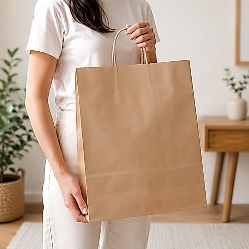 Kit 10 Sacola Kraft Reforcada Grande Sustentavel Pratica Embalagem Compras
