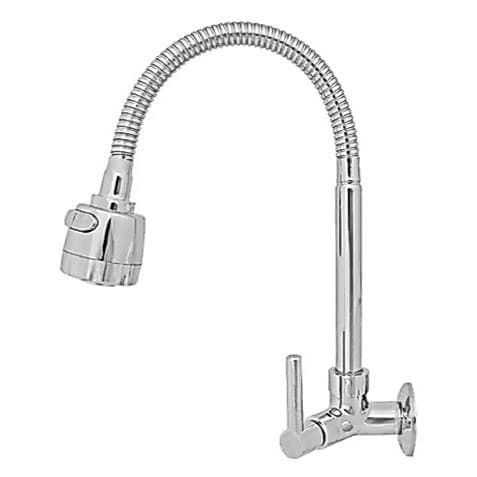 Torneira Cozinha de Parede Gourmet 1/4 Volta Metal Pia Luxo Tubo Flexível Arejador 2 Modos de Jato Acabamento Cromado