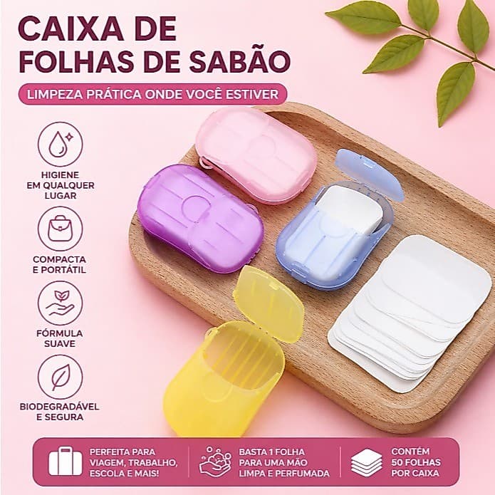 Sabonete Portátil Folha Papel de Bolso Lavagem das Mãos