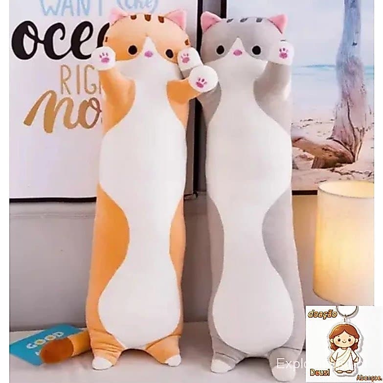 Almofada Gato de Pelúcia 50 cm / 70 cm Salsicha Envio Rápido