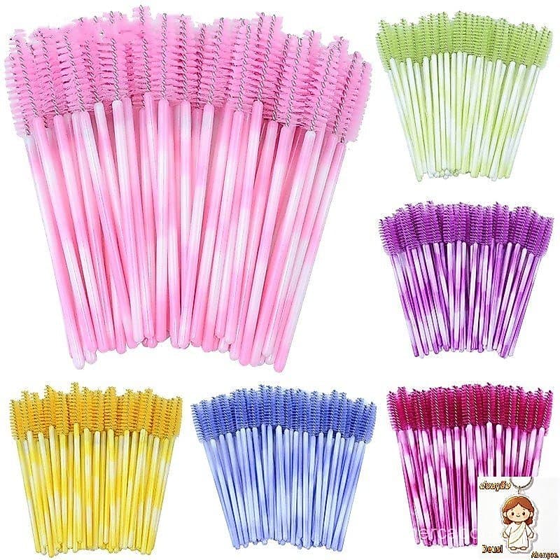 50pçs Máscara De Cílios Micro Colorida Varinhas Falsos Spoolies Mini Escova Aplicadores De Beleza Maquiagem