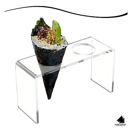 Suporte Transparente Acrílico Porta Cone Temaki Sorvete Barão Laser Art