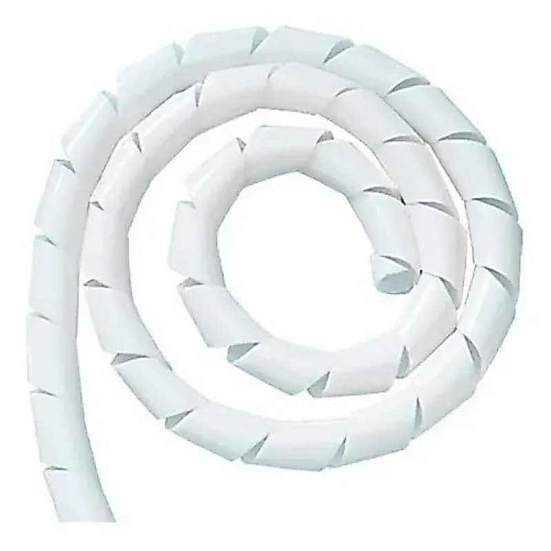 Organizador de Cabos Espiral 10mm x 1 Metro Overtime Flexível para Fios e Cabos Branco