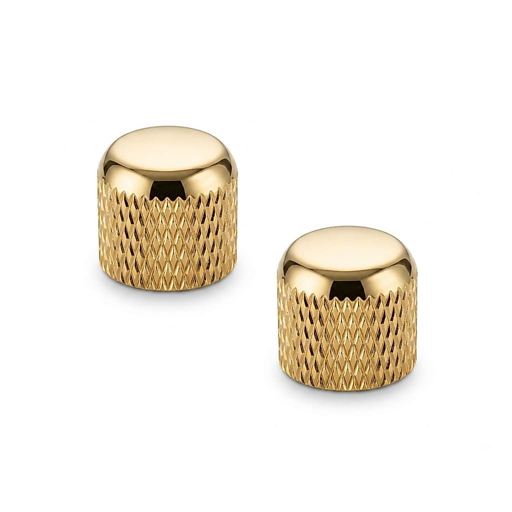 Kit Com 02 Knob Em Metal Dourado Thida De Pressão Push-On Para Contra Baixo e Guitarra