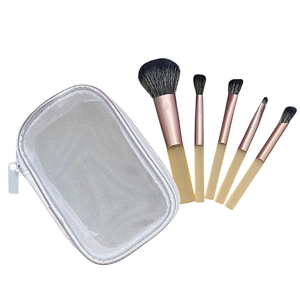 Kit de Mini Pincéis de Maquiagem de Bolsa + Mini Necessaire Organizadora de Tela