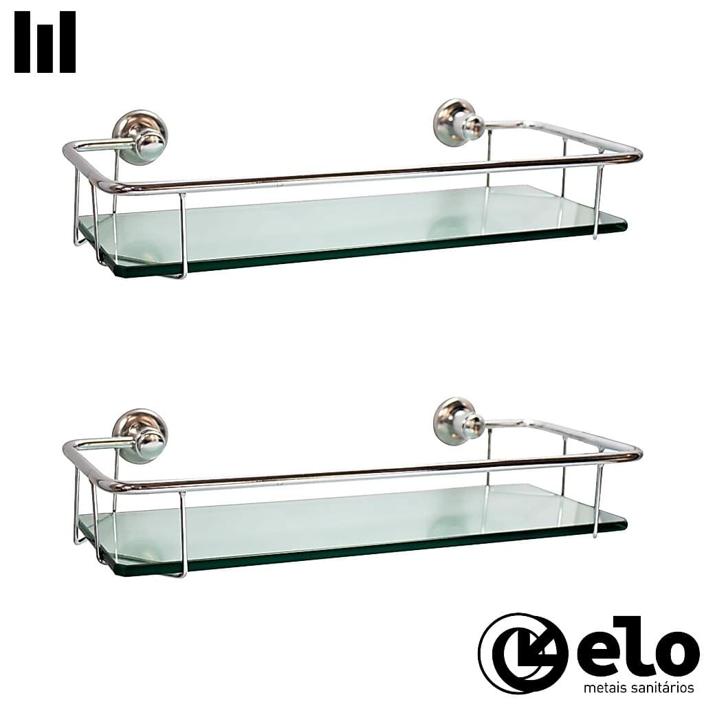 Prateleiras de Banheiro e Cozinha - COMBO COM DESCONTO - Aço e vidro - 30 cm cada