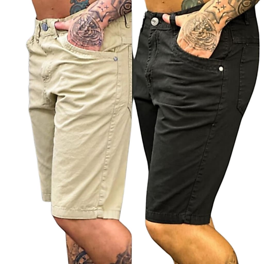KIT 2 bermudas masculina 100% algodão confortável leve bolso casual promoção barata