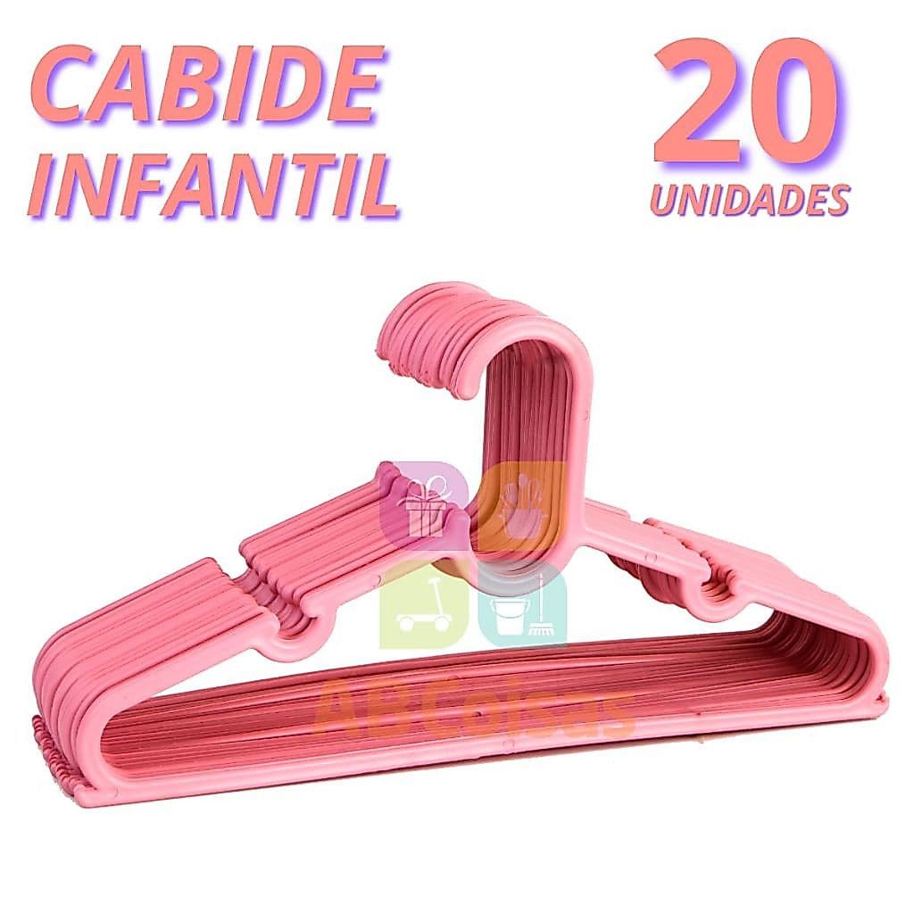 Kit 20 Cabides Infantil Bebê Plástico Rosa Resistente