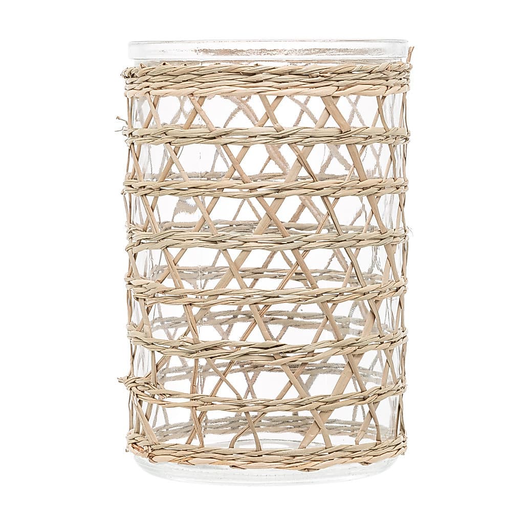Vaso de Vidro e Fibra Natural 10cm x 13cm - Wolff