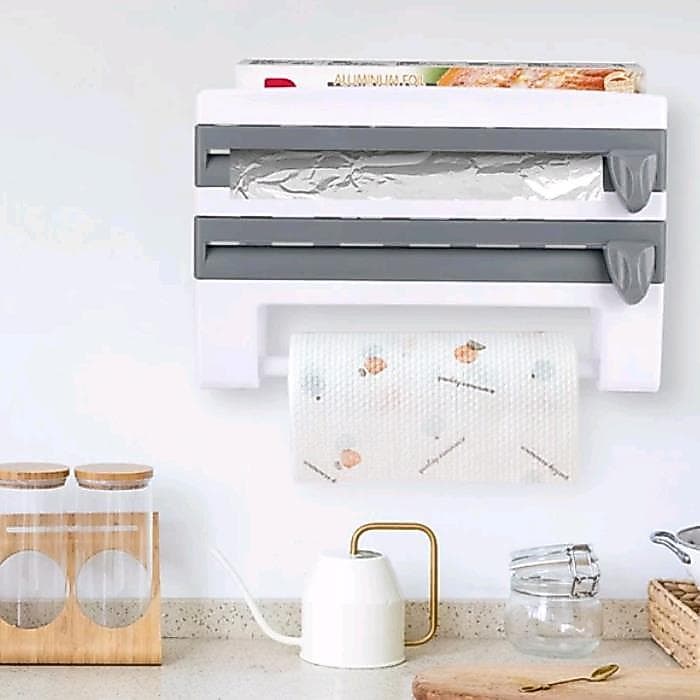 Suporte 4 Em 1 Papel Toalha Alumínio Filme Plástico Porta Tempero Tempero