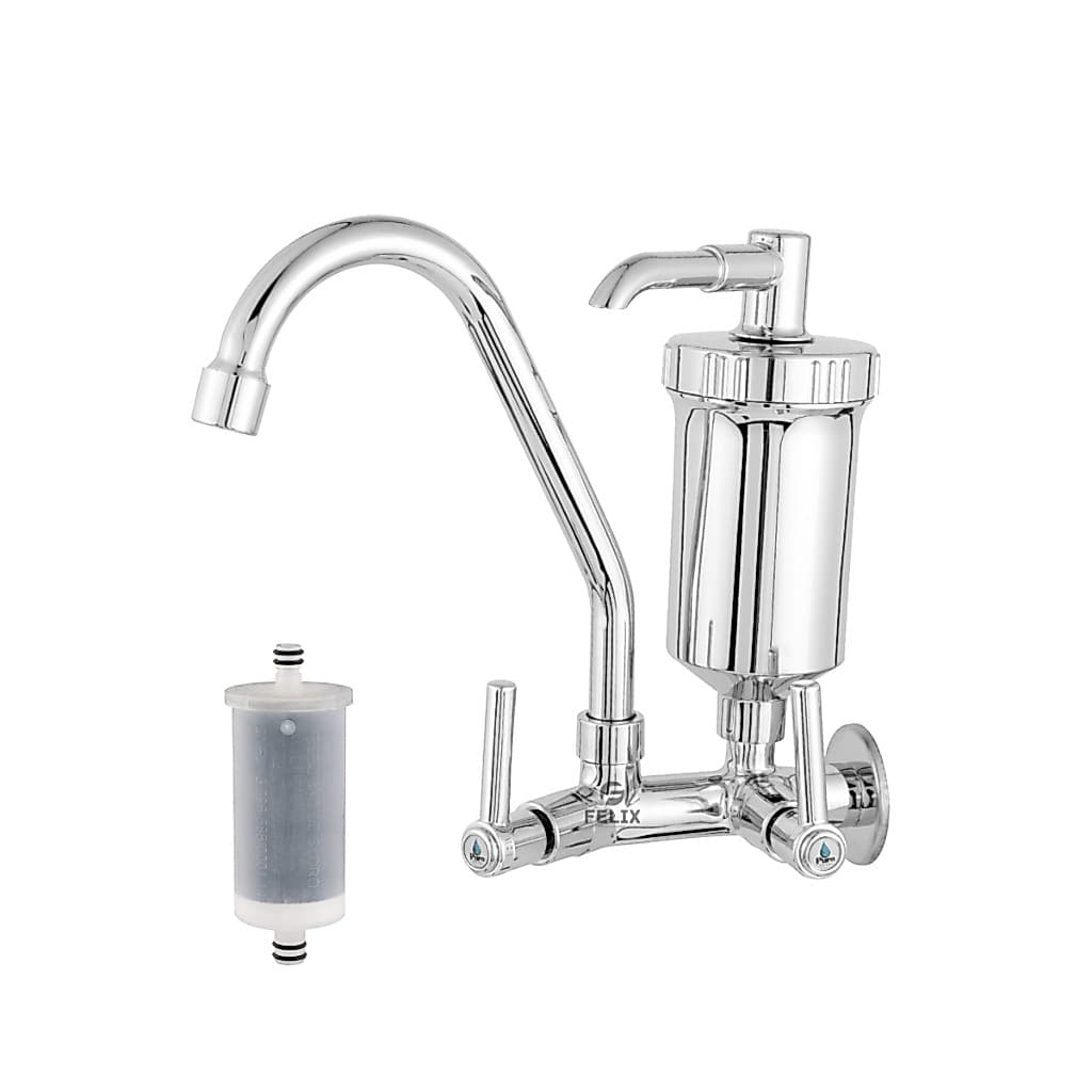 Torneira Filtro Cozinha Parede Bica Móvel Gourmet 1/4 de Volta com Refil