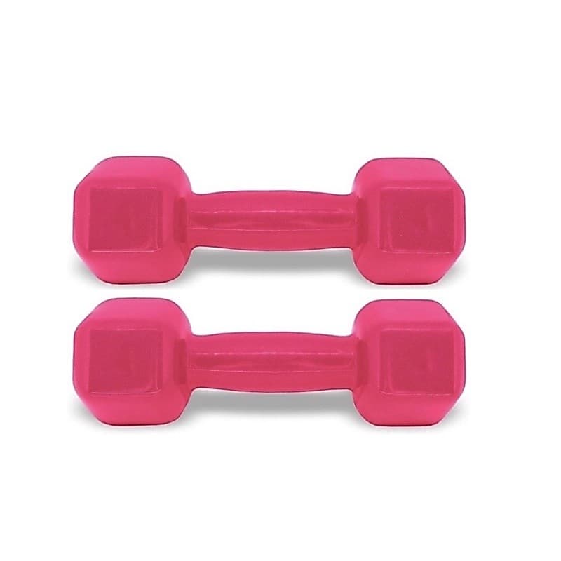 PAR DE HALTERES 2kg SEXTAVADO Rosa (2 UNIDADES) Peso academia.