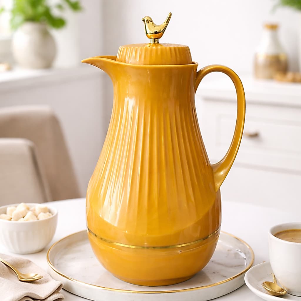Garrafa Térmica 1 Litro Luxuosa Chique Detalhada Ampola Vidro Com Rosca Passarinho Luxo