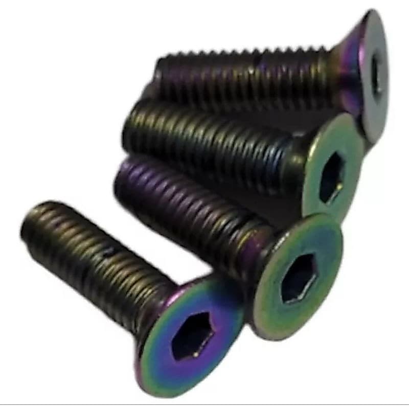 Parafuso Titânio 4x M3 Cabeça Chata Cônico Gancheira Bike