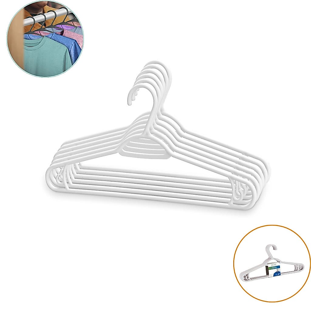Kit 6 Cabides Pretos Branco Ultra Fino Reforçado Atacado