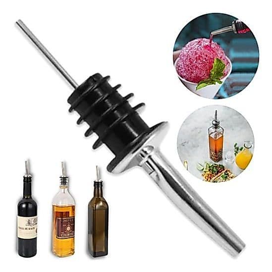 Bico Dosador Em Silicone E Inox Azeite Vinho Bebida Coquetel Garrafa