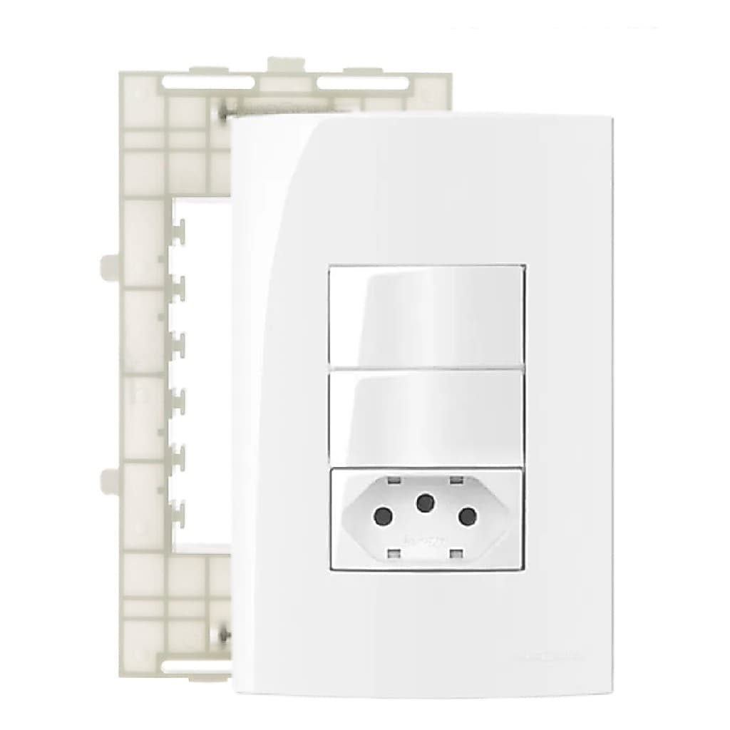 Conjunto 4x2 Interruptor 2 Teclas Simples + Tomada 20A Sleek
