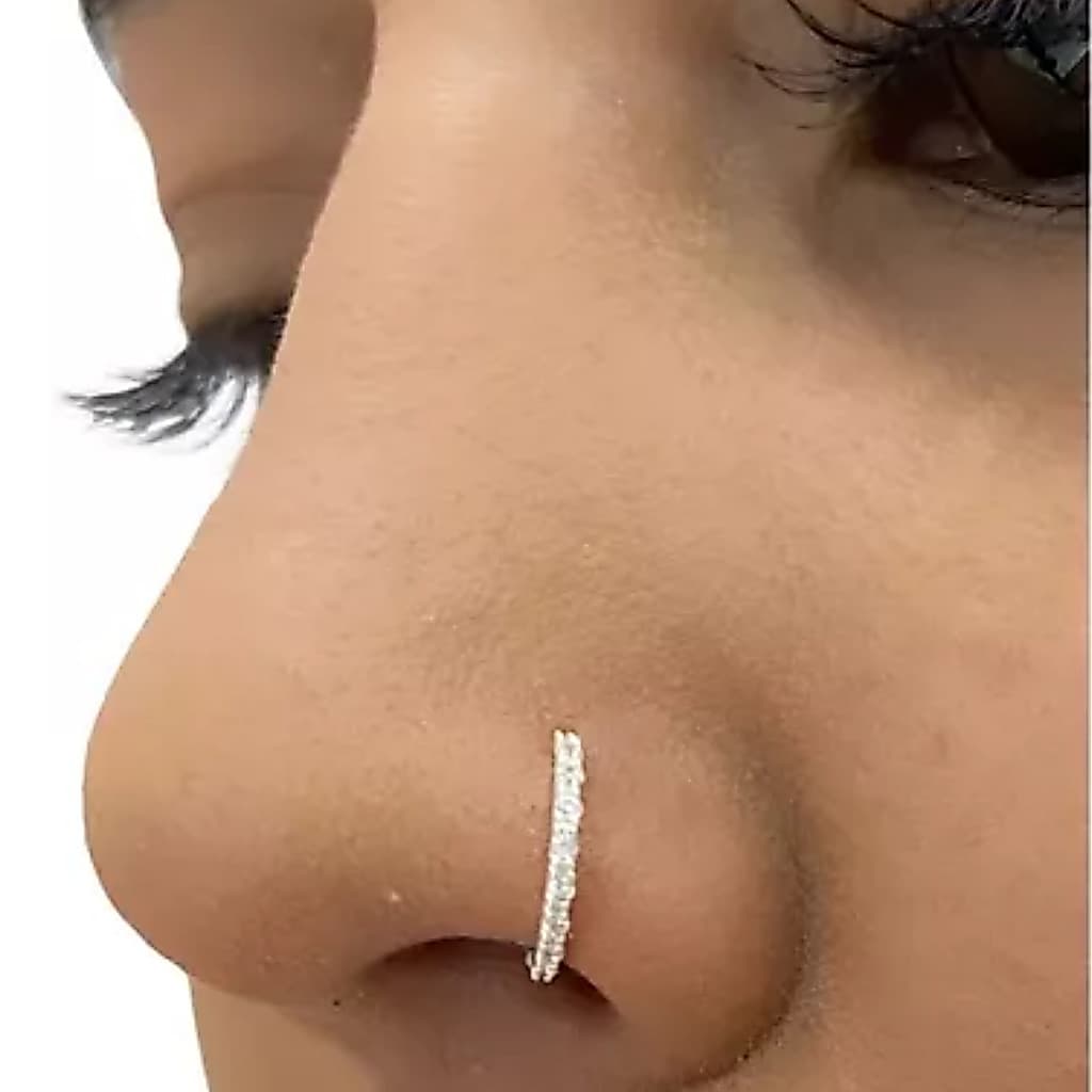 Piercing PRATA 925 ORIGINAL para Nariz Cravejado Prata legitíma 925 zirconia