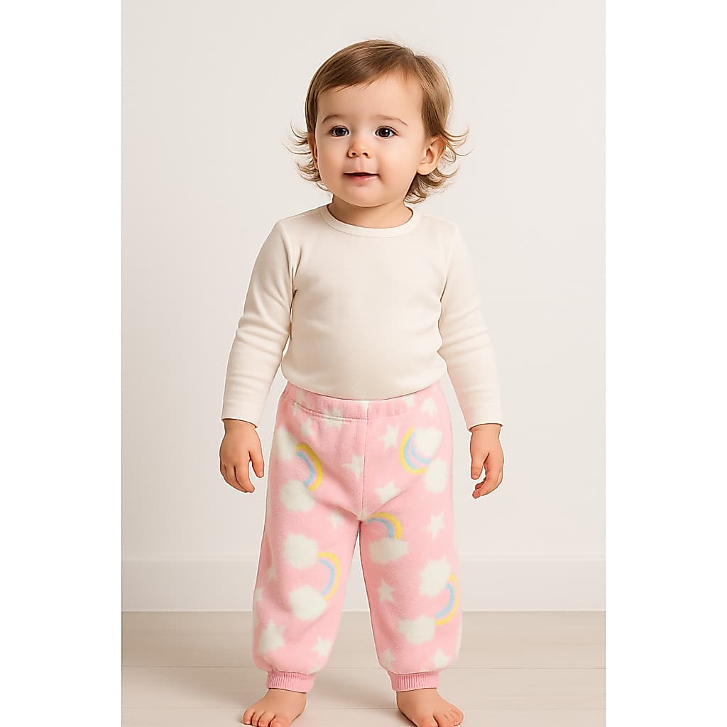 Calça Fleece Inverno Infantil P a 4 anos Macia Estampas para Meninas e Meninos