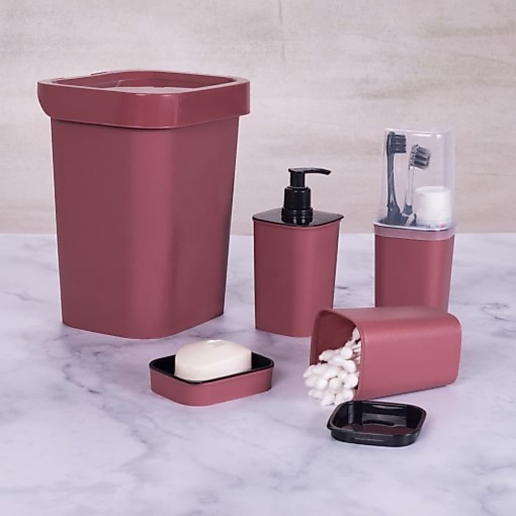 Acessório de Banheiro Fosco Vinho / Marsala Decoração Lavabo Plasutil