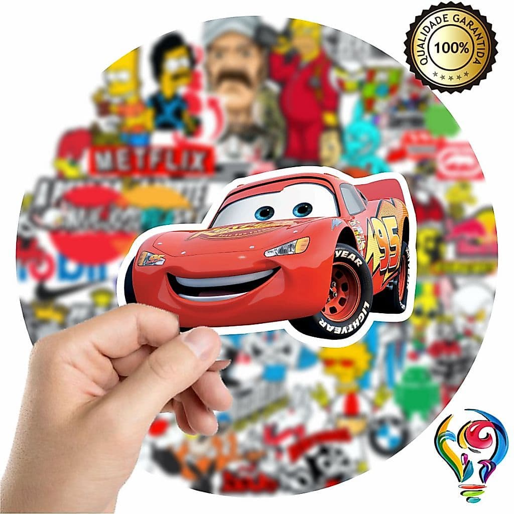 Adesivo Carros Relâmpago Mcqueen Animado Sticker Para Bike Skate Moto Capacete Carro Caminhão notbook