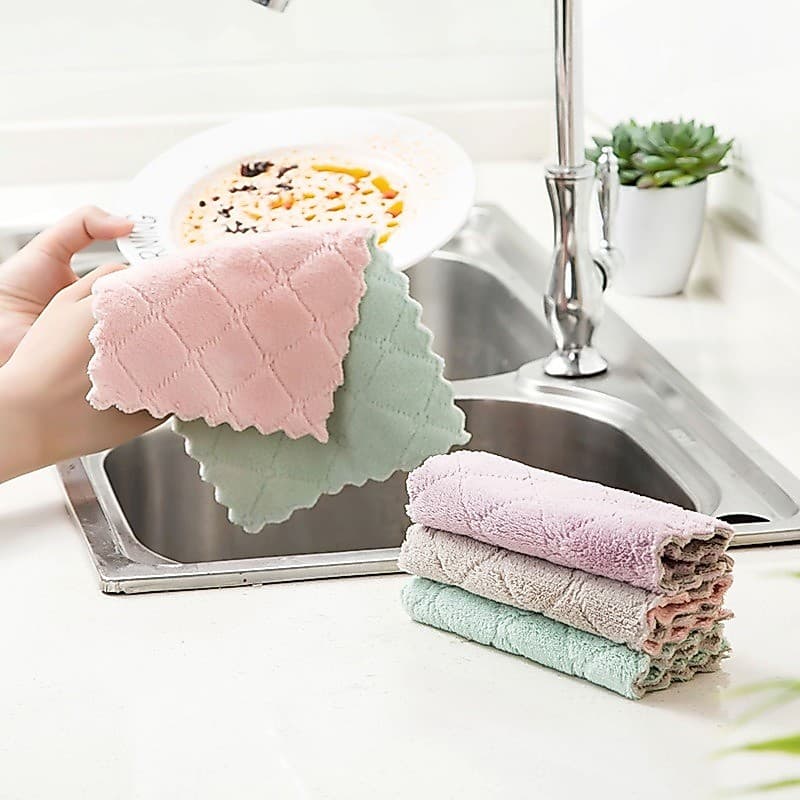 6 Peças Pano De Limpeza Pano Super Absorvente Microfibra Para Limpar De Cozinha 25x15CM