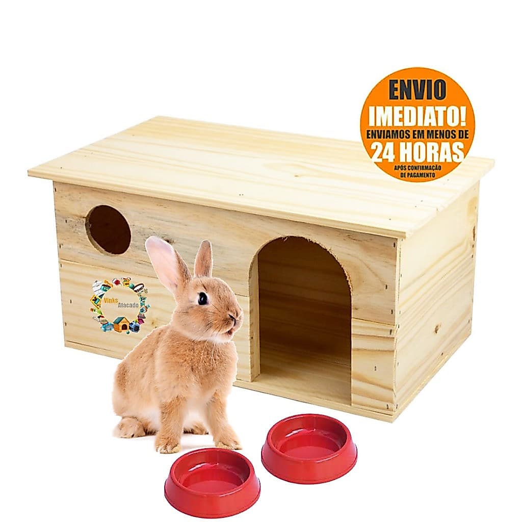 Toca Grande Casa Pet Casinha Madeira Para Coelho Estimação Mini Coelho Porquinho da India Chichila Roedores