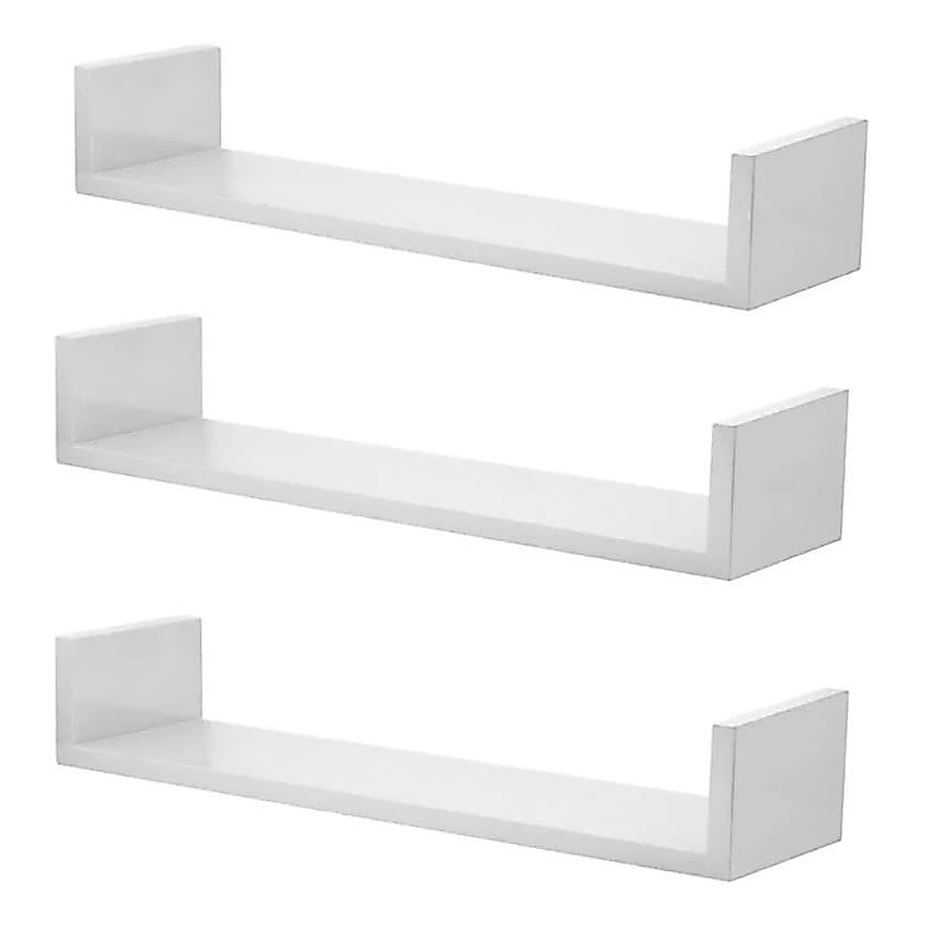 Kit 3 Prateleira Nicho U 60x15 Mdf 15mm Branco