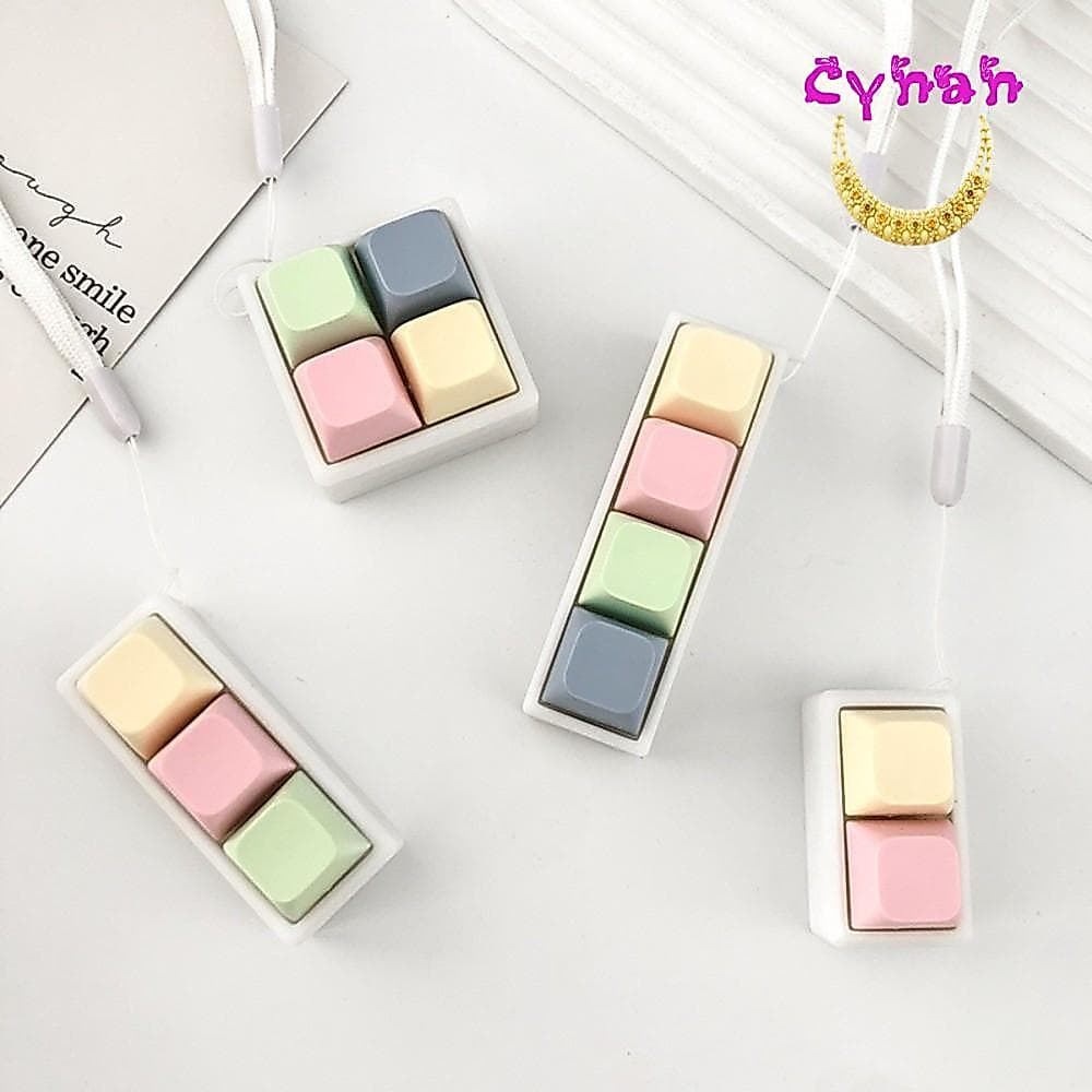 Teclado De Dedo CYNAN , Botão Chave 2/3/4 Teclas Fidget Keychain , Gadget Brinquedo De Descompressão Para Alívio Do Estr