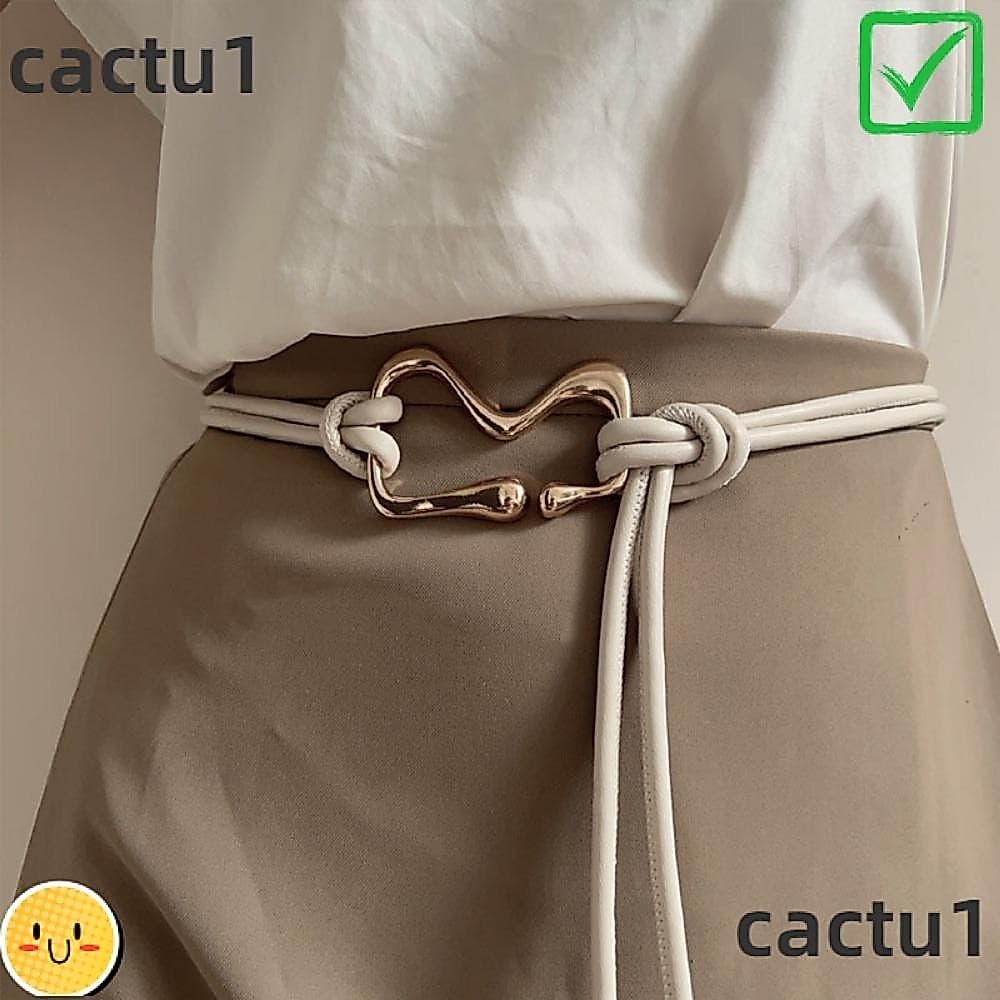 Cinto De Corda CACTU , Couro PU Longo Feminino Fino , Atada Fivela Dourada Corrente De Cintura