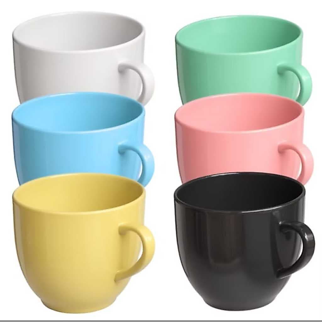 Jogo Xicara Conjunto 6 Caneca Porcelana 170ml kit Cha Cafe Leite Chicara Capuccino Hotel Casa Cozinha Variadas Colorida.