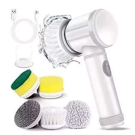 Kit Escova Elétrica de Limpeza 5 em 1 Sem Fio, Multiuso Prático para Cozinha e Banheiro