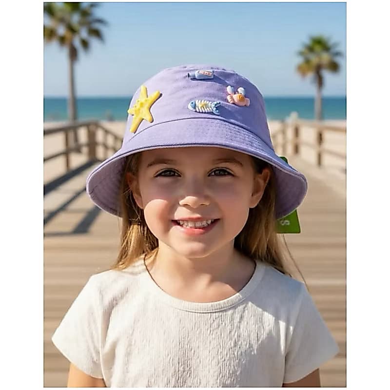 Chapéu Bucket Infantil Estilo Praia – Cores Variadas, com Apliques Divertidos