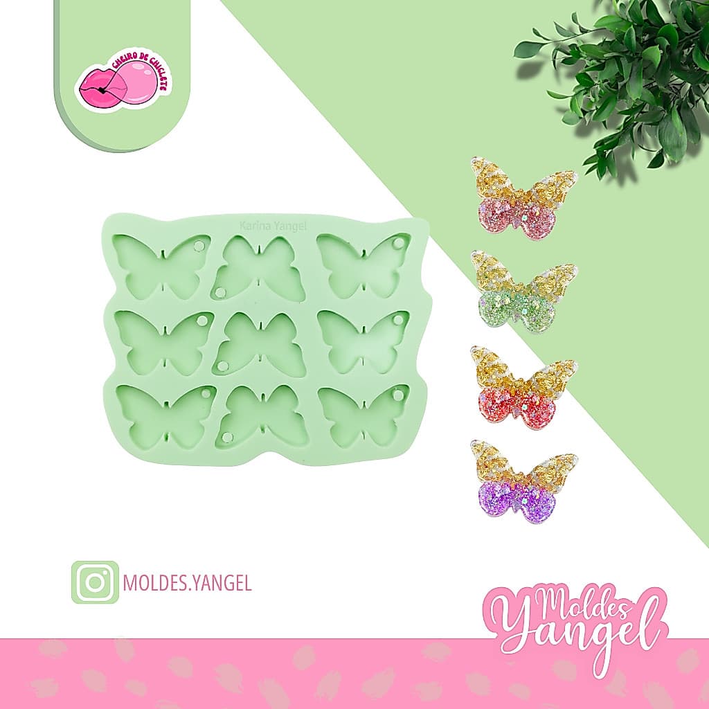 Molde Silicone Mini Borboleta Resina Epóxi 9 Cavidades