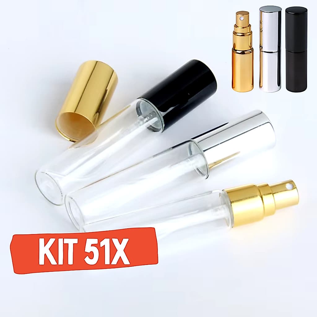 51X Frasco Spray Vidro Decant Porta Perfume 5ml 10ml Mini Recarregável Portátil