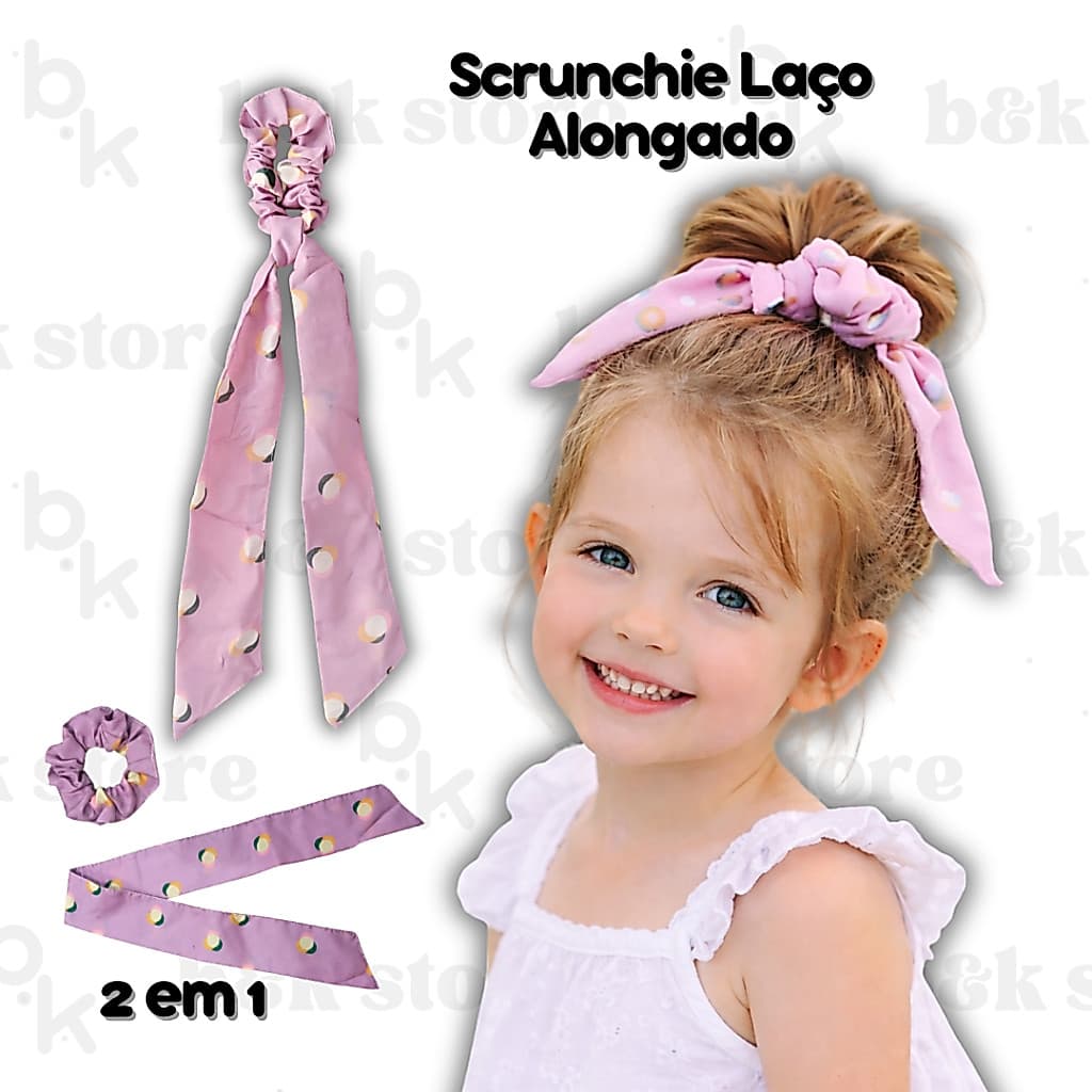 Xuxinha Scrunchie Feminina com Laço Longo para Cabelo