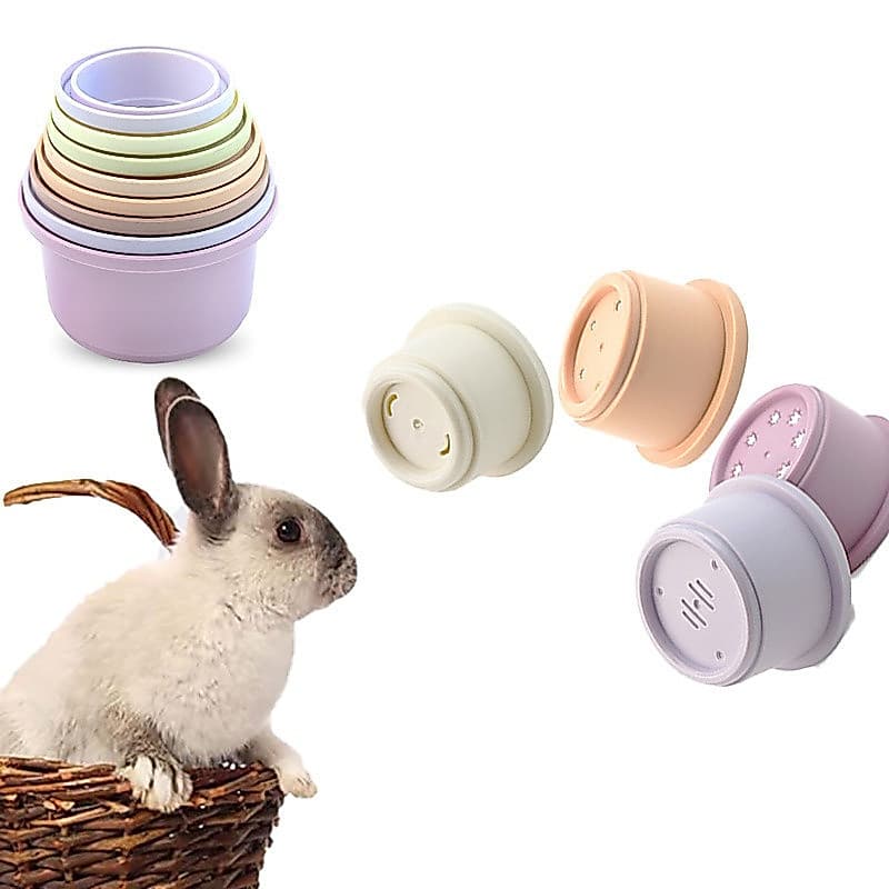8 Copos empilhadores de coelhos Brinquedos coloridos para coelhos Brinquedos reutilizáveis para coelhos