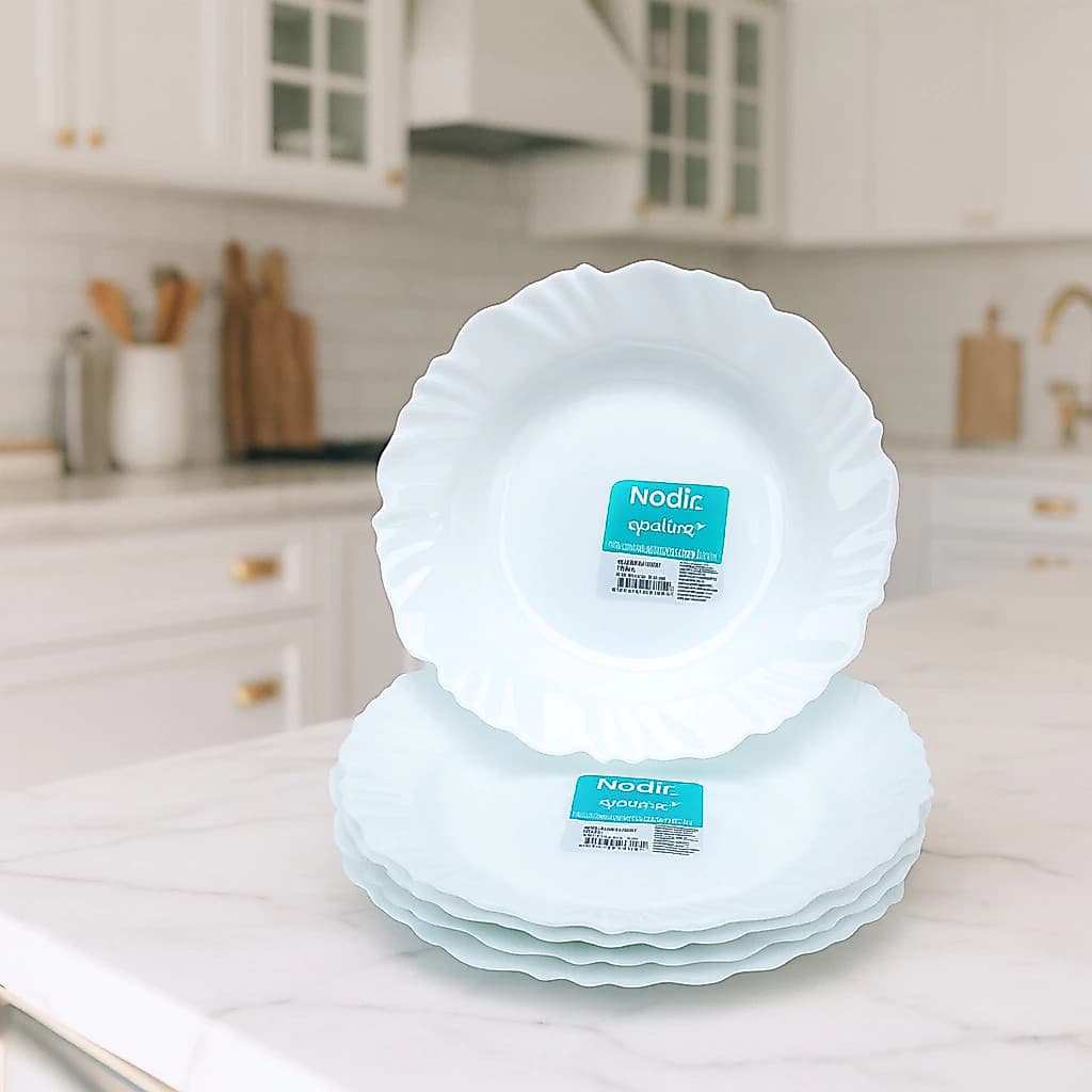 Kit Pratos Fundos Nadir Opaline Pétala – Vidro Temperado Branco