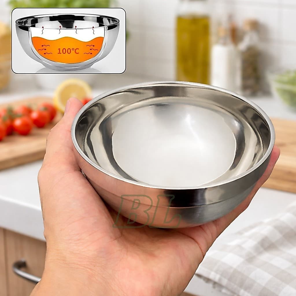 Tigela Dupla Camada Em Aço Inoxidável 250ml Isolamento Térmico - 1, 2 OU 3 UNIDADES