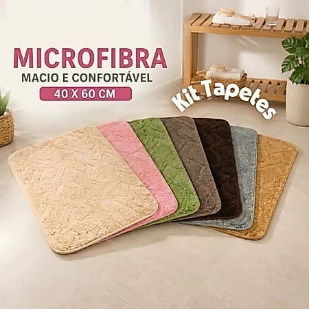TAPETE DE MICROFIBRA MACIO COM BASE EMBORRACHADA 40X60 CM