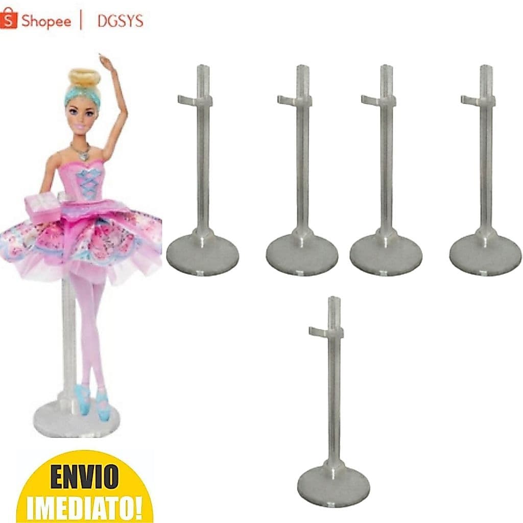 Kit 5 Suportes Transparentes Pedestal Para Bonecas E Bonecos Expositor Ajustável
