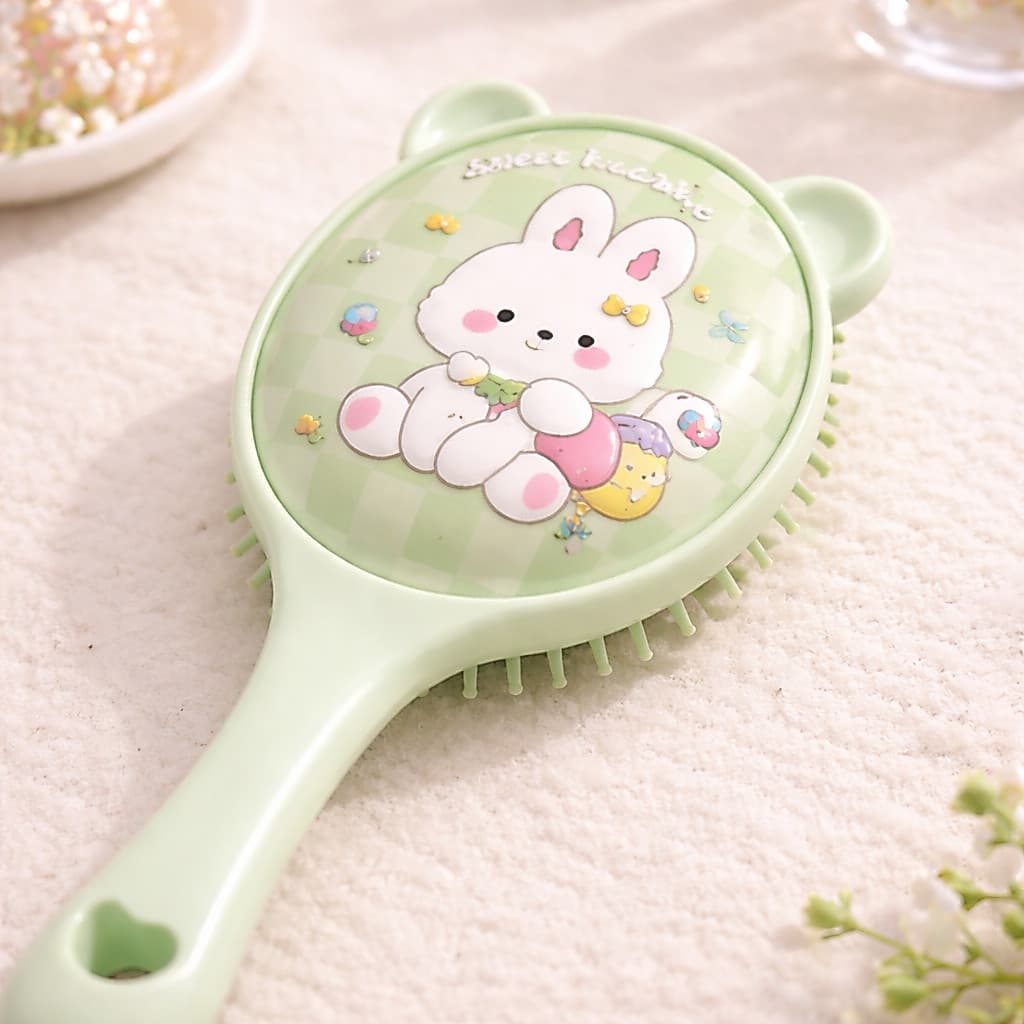 Kit 12 Escovas de Cabelo Coelho Infantil Anti Embaraço/ Sortidas