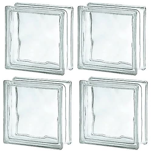Kit 04 Bloco Tijolo Vidro 19x19x8 Transparente